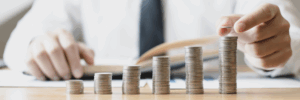 a man counting coins
